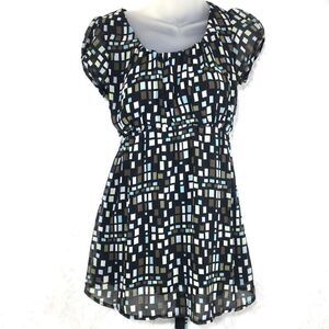 H&M Mama Puff Short Sleeves Abstract Design Maternity Blouse tunic